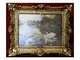 Lnxp - Quadro con cornice barocco anticata Repro con cigno 56 x 46 cm