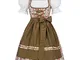 Gaudi-Leathers Bavarese Dirndl Set Josie 3 Pezzi Costume Tipico Tirolese per Oktoberfest C...