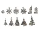 HooAMI, charm pendenti a forma di decorazioni natalizie color argento effetto anticato, mo...
