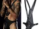Coprispalle e cintura di sicurezza in pelle sexy da uomo, aspetto pelle nera