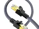 Snowkids Cat7 Cavo Ethernet 2m, Alta velocità Cavo di Rete 10Gbit/s 600MHz Piatto Nylon Pr...