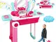 Dreamon Tabella di Trucco e Valigia 2 in 1 con Accessori Specchio Luce e Suono per Bambini...