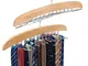 EZOWare Portacravatte di Legno Tie Rack per 24 Cravette– Beige, Confezione da 2