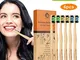 Spazzolino Bamboo, Bamboo Toothbrushes Confezione da 6, 100% Senza BPA Spazzolini Bamboo,...