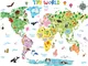 DECOWALL DL3-1615 Mappa del Mondo Animali adesivi murali (155x109 cm) Decorazioni Parete S...