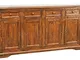 Biscottini Credenza cucina Made in Italy in legno massello - Credenza soggiorno 202x45x103...