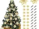 Fansport 20pcs Glitter Oro Fiore Artificiale Fiori di Albero Di Natale Ornamento Di Decora...