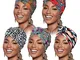 DRESHOW 5 Pezzi Donne Africana Turbante Sciarpa Avvolge Testa Boho Turbante Elastico Annod...