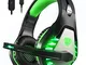 Pacrate Cuffie da gioco con audio surround 7.1 con luci a LED Cuffie con riduzione del rum...