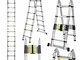 COOCHEER - Scala telescopica in alluminio, 5 m, estensibile, multiuso, pieghevole, antisci...