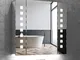Quavikey Armadietto da Bagno con Specchio e Illuminazione LED 65x60x13 cm Retroilluminazio...