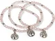 styleBREAKER Set di 3 Braccialetti di Perle con Charm Albero della Vita, Elastico, Braccia...