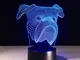 3D LED Illusion Nightlight Testa di cane animale, 7 colori Nightlight cambiante per camera...