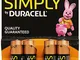 Duracell Simply Batterie alcaline, Stilo, AA, confezione 4 pezzi