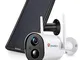 1080P Telecamera Wifi Esterno con Pannello Solare, Ctronics Videocamera di Sicurezza IP Se...