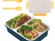 Lunch Box in Acciaio Inox, Scatola da Pranzo Bento-Box con Coperchio in Plastica,Bento Box...