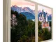 CCRETROILUMINADOS Neuschwanstein, Castello Illuminato per finestre Baviera Finte Quadri De...