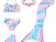 Costume da bagno a forma di coda di sirena, bikini da principessa, con pinna Arcobaleno (2...