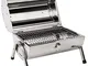 TecTake Griglia BBQ carbonella in Acciaio Inox 2 superfici per Grigliare Argento