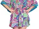 LA LEELA Super Soft Likre Kimono Arte Moderna Foglia Coulisse 4 in 1 Spiaggia Occultamento...