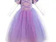 OBEEII Abito Principessa Rapunzel Carnevale Costume Fiaba dei Grimm Sofia Vestito da Ragaz...