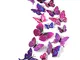 TUPARKA 36 Pezzi Farfalla 3D Adesivi Parete Farfalle Decorazione Camera da Letto, Viola