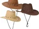 com-four® 3x Cappelli da cowboy per adulti in colori diversi - accessori per costumi di Ca...