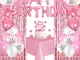 SPECOOL Decorazioni Compleanno Rosa, Rosa Festone di Compleanno Happy Birthday, Rosa, Bian...