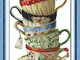 Benway - Punto croce prestampato, motivo 6 tazze da caffè, 44 quadretti, 35 x 54 cm