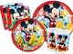 Kit Party Tavola Disney Mickey Mouse Club House per 24 persone (112 pezzi: 24 piatti Ø23cm...