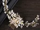 SimpleLife Donna Pettine da Sposa Fiore di Cristallo Perle di Strass Perle Clip di Capelli...