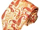 LORENZO CANA – marchio cravatta in 100% seta – Arancione salmone rosso Paisley – 25001