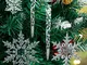 Decorazioni per Alberi di Natale, 25 Fiocchi di Neve e 16 Ghiaccioli Ornamenti Ciondoli Ad...