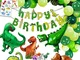 Jonami Decorazione Dinosauro Festa di Compleanno. 1 Bandierina Buon Compleanno Happy Birth...