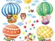 DECOWALL DA-1406B Mongolfiere con Animali Adesivi da Parete Decorazioni Parete Stickers Mu...