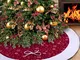 OurWarm Velluto Rosso Gonne per Alberi di Natale 122cm, Bianca Fiocco di Neve Pannello Est...