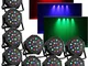 OUKANING 10 X LED PAR 56 18 X 3 W RGB DMX faro Flat Compact Floorspot DJ effetto luce Disc...