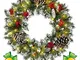 Christmas Wreath Garland per la porta anteriore, Pre-lit Artificial Xmas Garland con 50 lu...