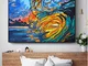 REDWPQ Astratto Hawaii Surf Wave Poster e Stampe Arte murale Quadro Decorativo Quadro su T...