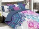 Italian Bed Linen Parure Copripiumino Stampa Digitale Ki-OSA, 100% Cotone, Multicolore (Ki...