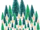 Kiiwah 60 Pezzi Mini Alberi di Natale Artificiali, Miniatura Albero da Tavolo per Paesaggi...