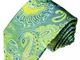 LORENZO CANA - Exklusive cravatta - verde turchese blu e seta oro Paisley floral - cravatt...