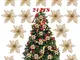 SERWOO (Dia. 15cm) 24pz Fiore Artificiale Natale per Albero Oro Finti Natalizi Decorazione...