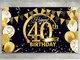 Decorazione della Festa del 40 ° Compleanno, Poster di Tessuto in Oro Nero per 40 °Sfondo...