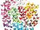 Tomkity 96 Pezzi 8 Colori Brillanti Farfalle 3D Adesivi per pareti Vari Colori Decorazione...