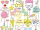 35 Pcs Unicorno photo booth puntelli, Konsait Unicorno party photo booth props Accessori f...