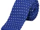 DonDon Cravatta Uomo fatta a maglia 5 cm - blau mit weißen Punkten