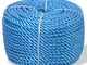 vidaXL Corda Intrecciata in Polipropilene 12mm 100m Blu Cima Cordame Fune Cavo