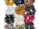 ZOEON 12 Pezzi Cravatte per Capelli Chiffon per Donna, Fiore Elastico Scrunchies