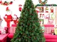 10ft Gree Albero di Natale, Spenta Artificiale Alberi di Pino di Natale con Pigne E Bacche...